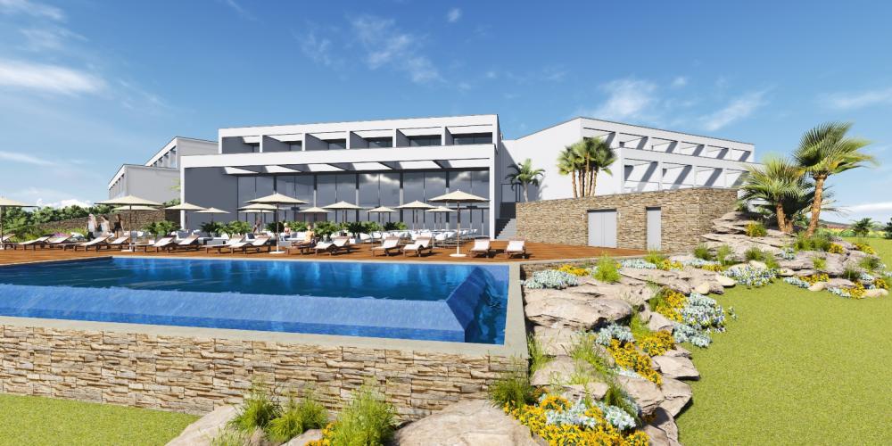Arquitectura de hotel Ferragudo Lagoa Algarve Proyecto 3D